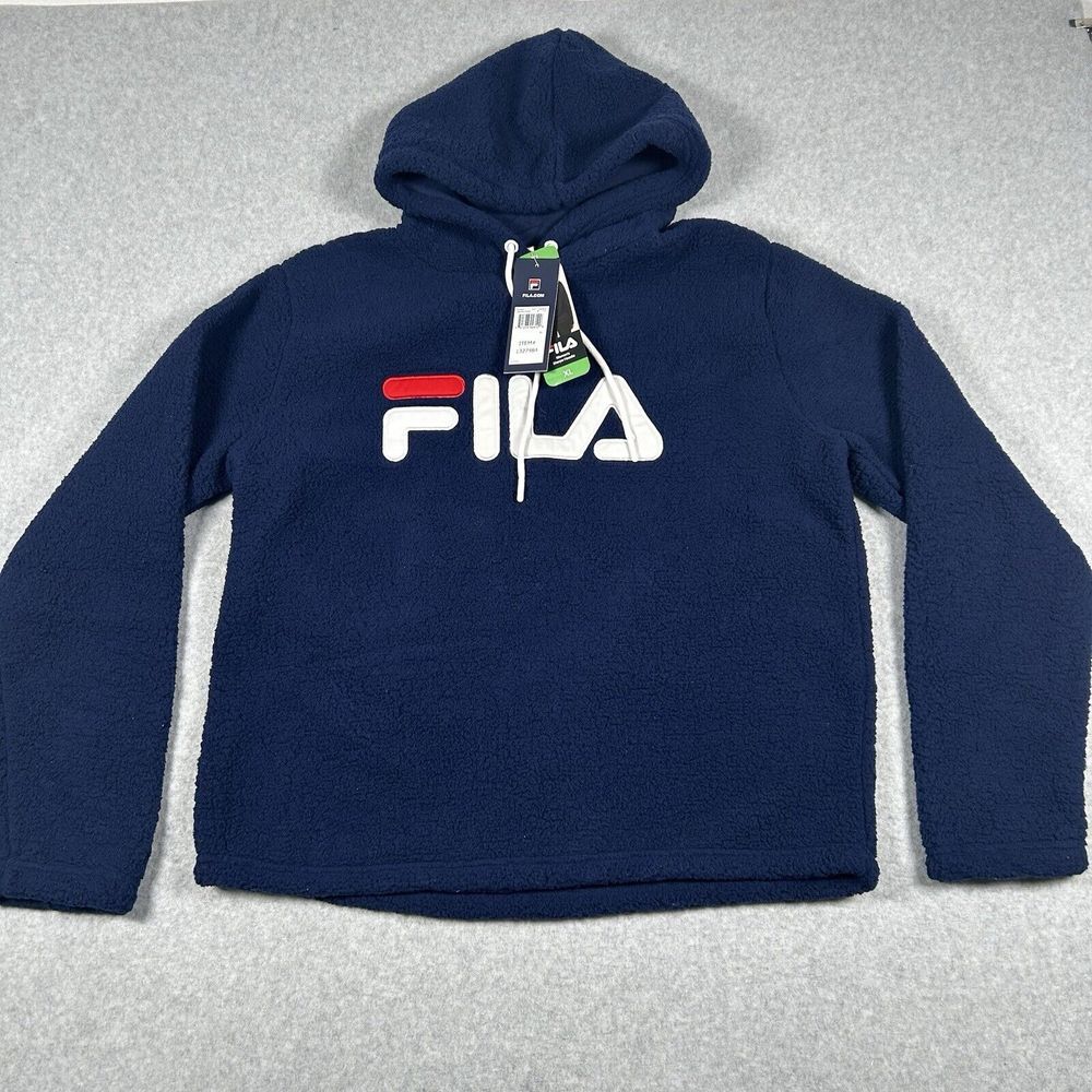 NWT Fila Women's Sherpa Caroline Hoodie Pullover Navy Size XL #1327484 - Picture 2 of 6
